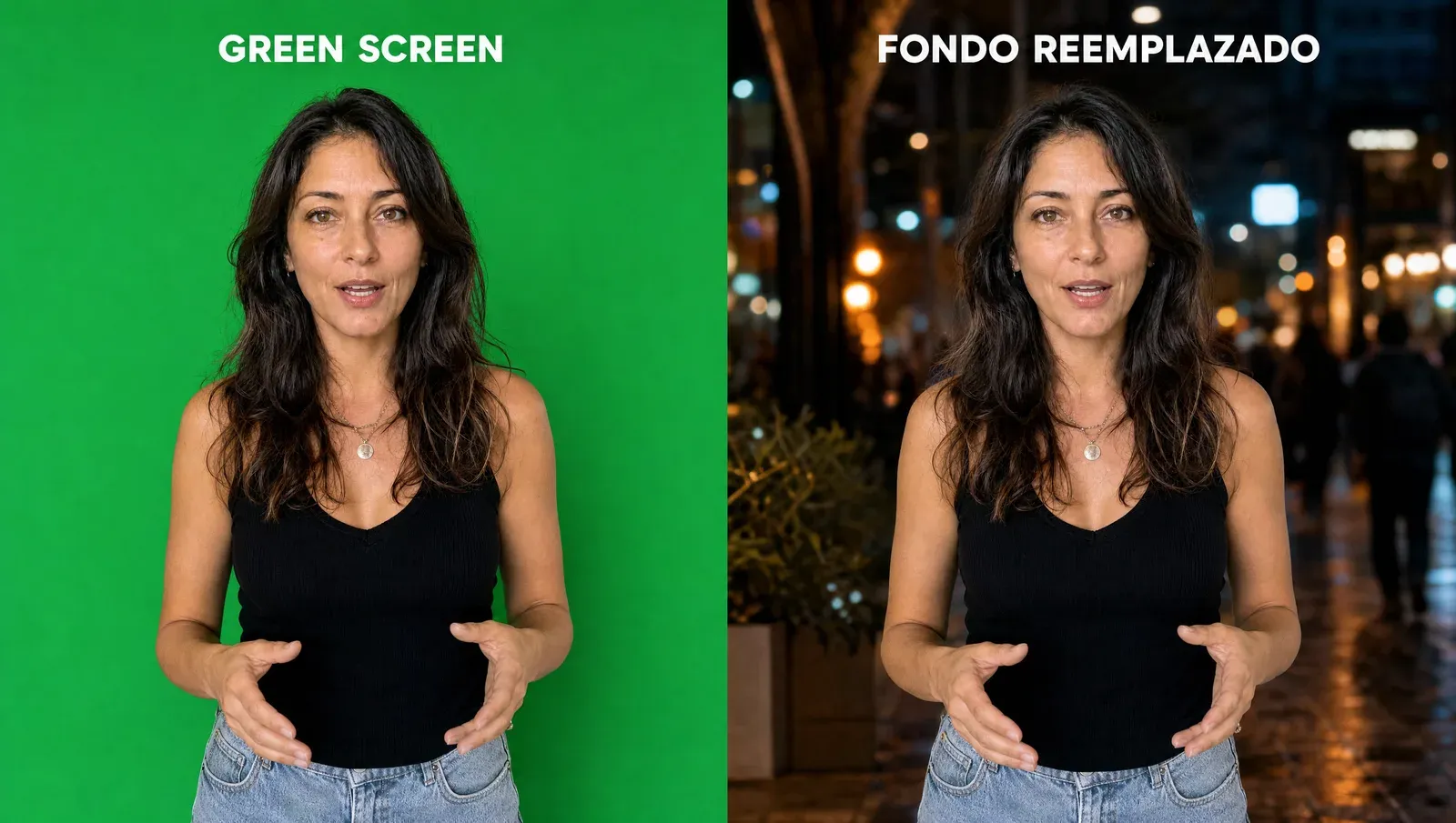 Antes y después de green screen