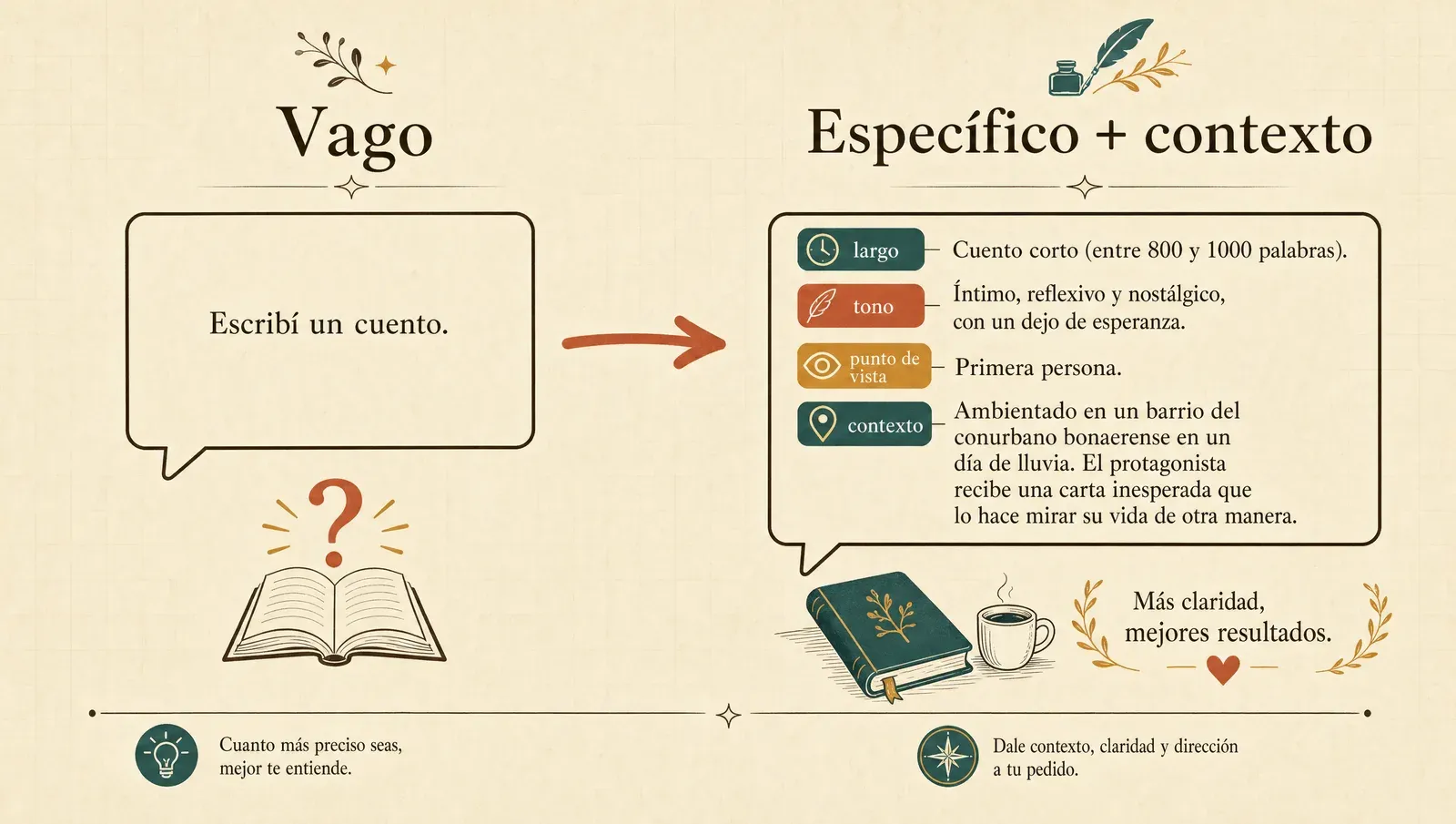 De un pedido vago a un pedido específico con contexto