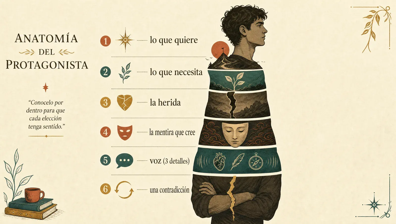 La anatomía de un protagonista: deseo, necesidad, herida, mentira, voz, contradicción