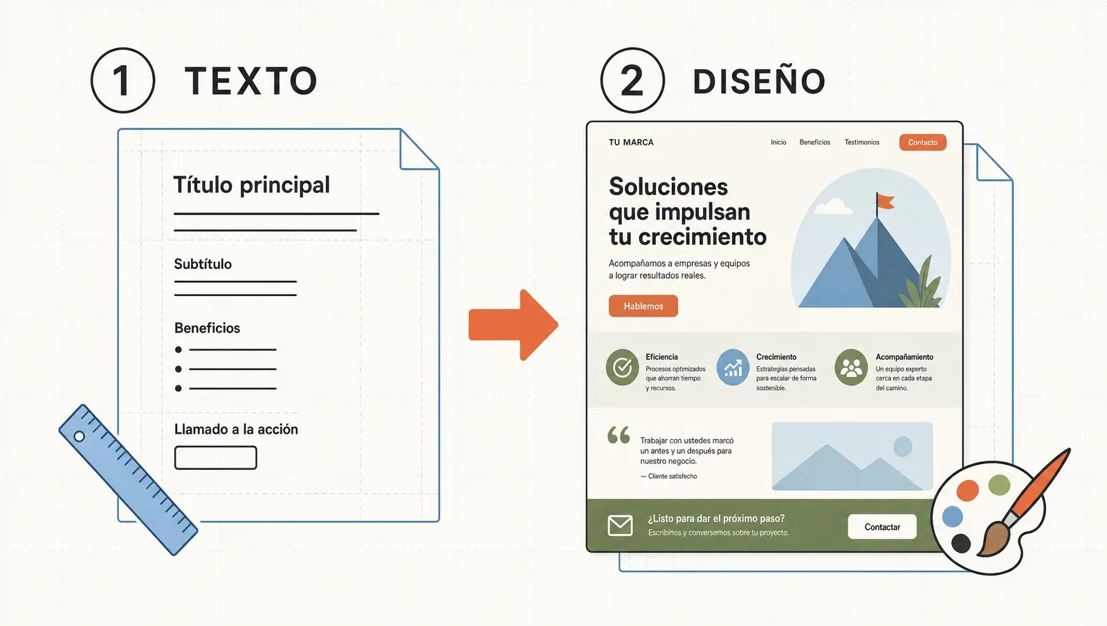 Primero el texto como plano, después el diseño encima