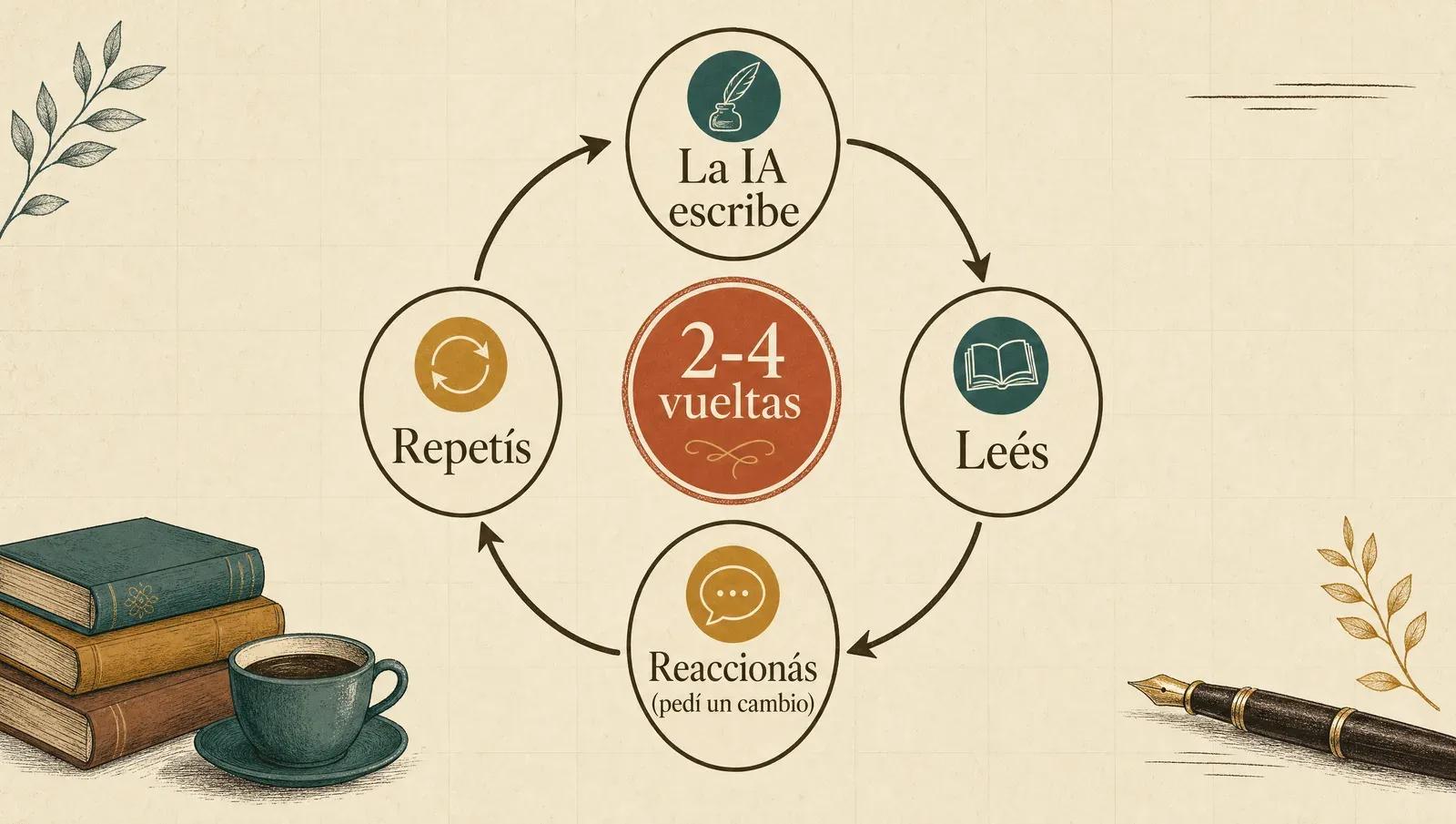 El loop de revisión: la IA escribe, leés, pedís un cambio, repite 2 a 4 veces