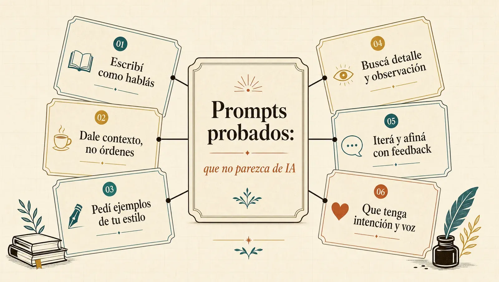 Pack de prompts probados para que el texto no parezca de IA
