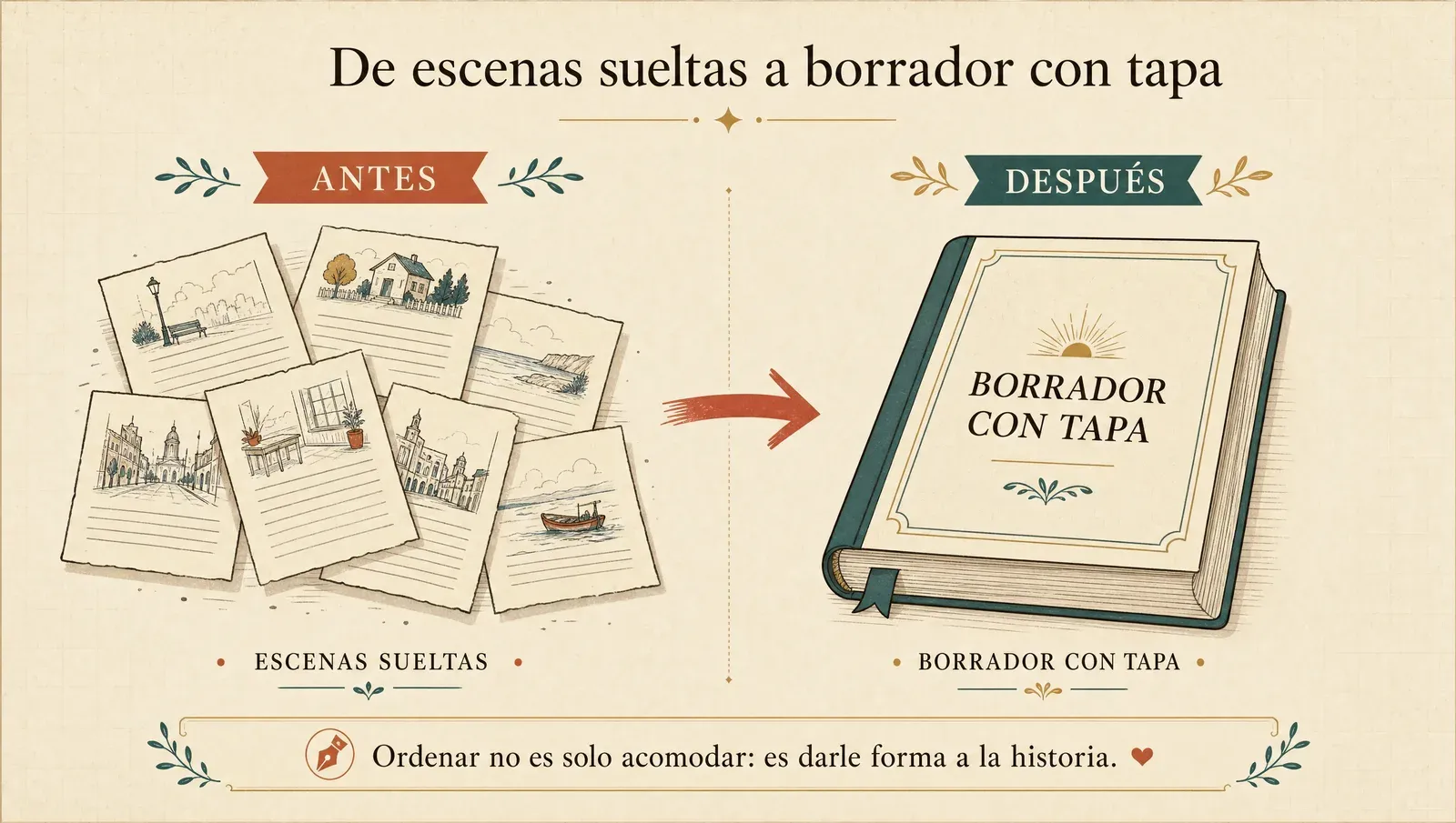 Del montón de escenas sueltas a un borrador entero con tapa