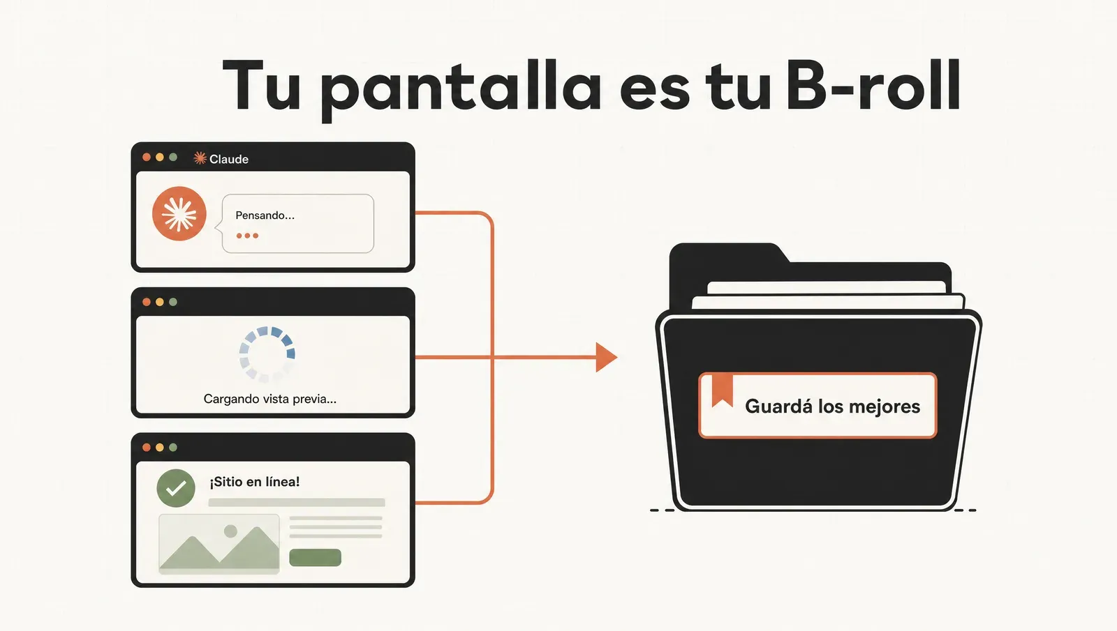 Tu pantalla es tu mejor B-roll: guardá los mejores clips en una carpeta