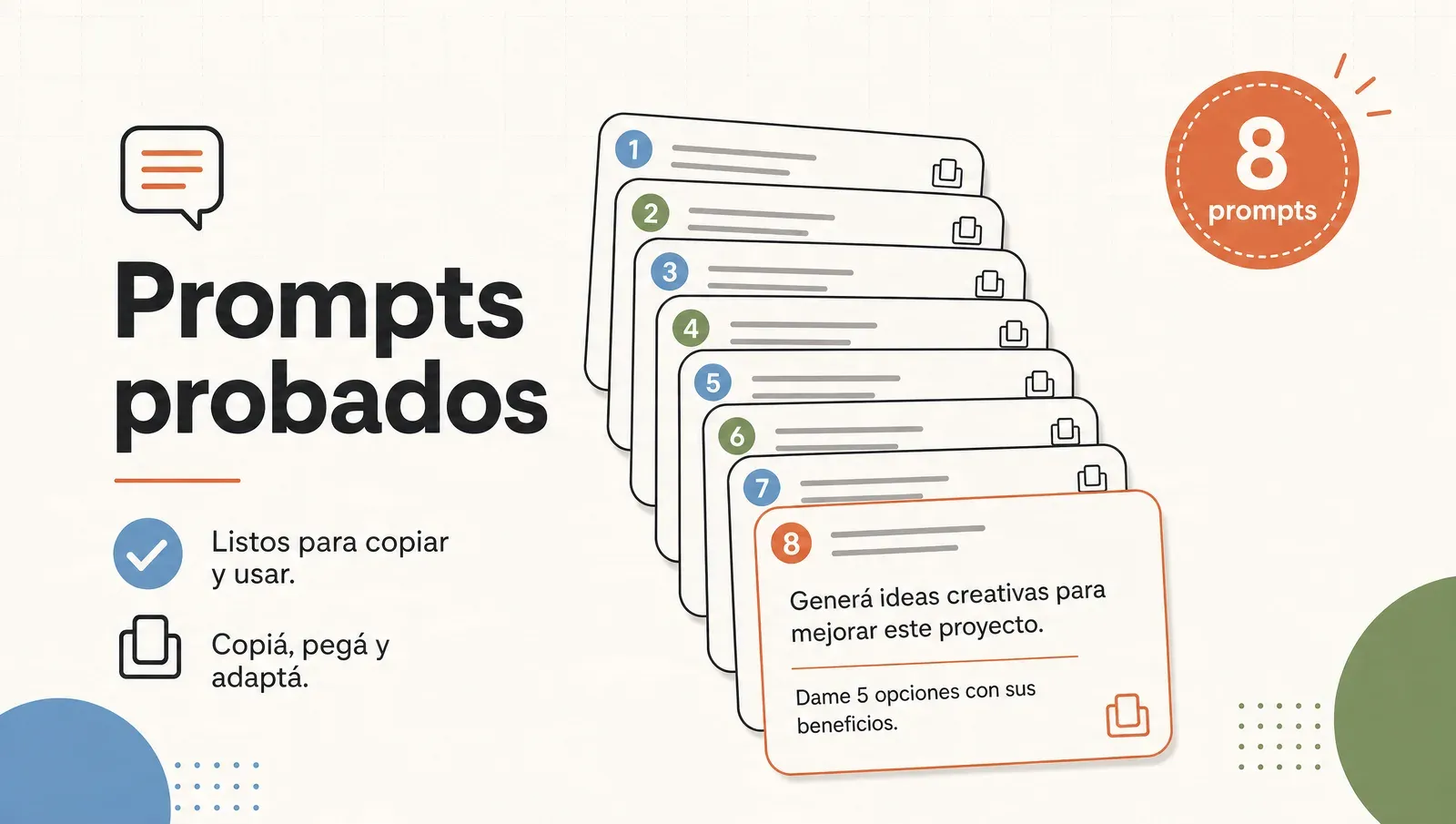 Pack de ocho prompts probados de redes, listos para copiar y pegar