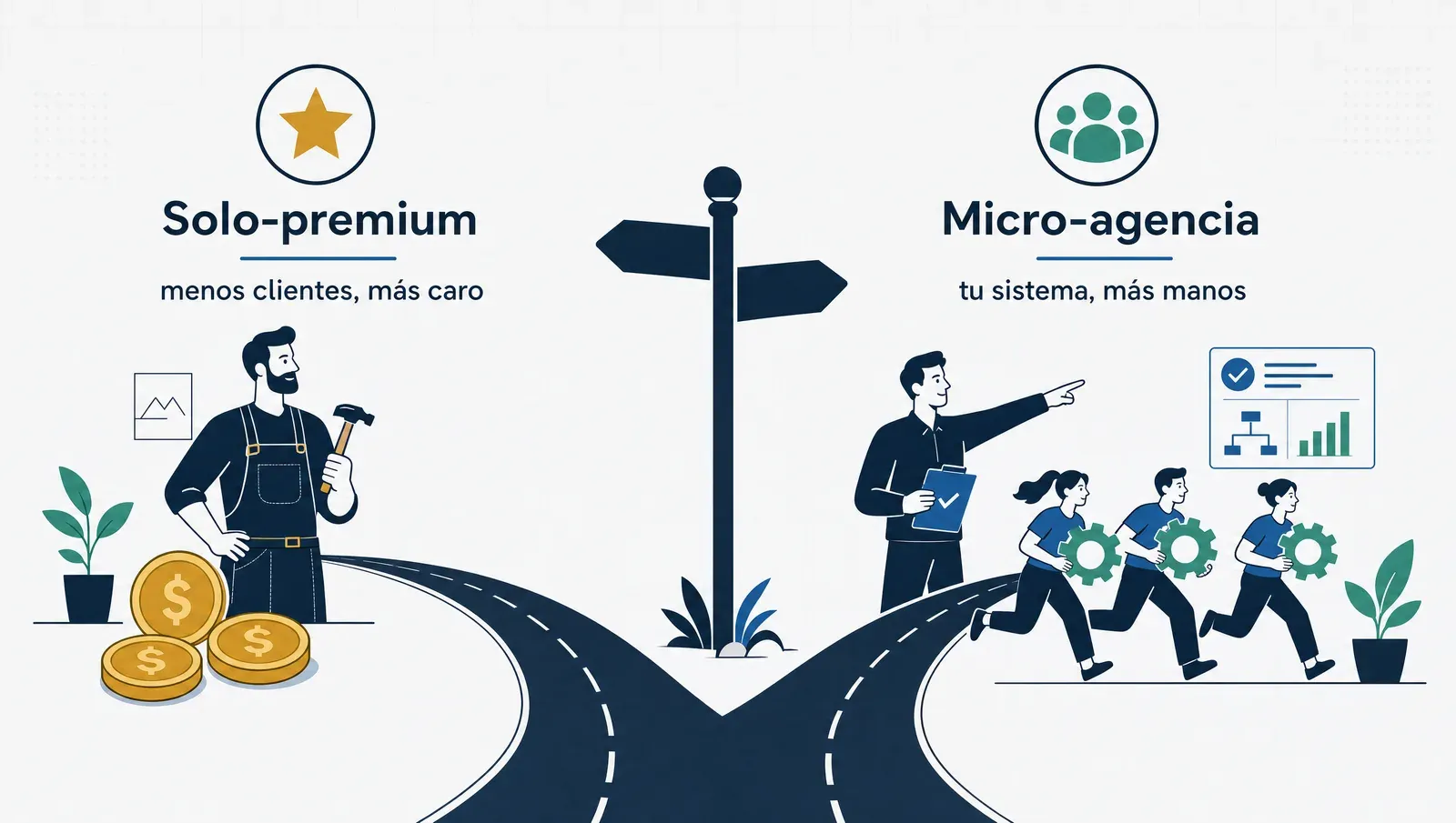 Solo-premium o micro-agencia: dos salidas dignas al techo de horas