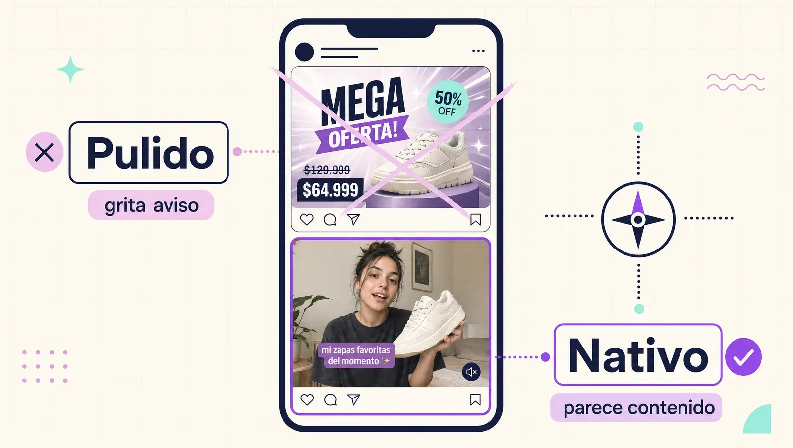 La brújula que no vence: gana lo que parece contenido del feed, pierde lo que parece aviso