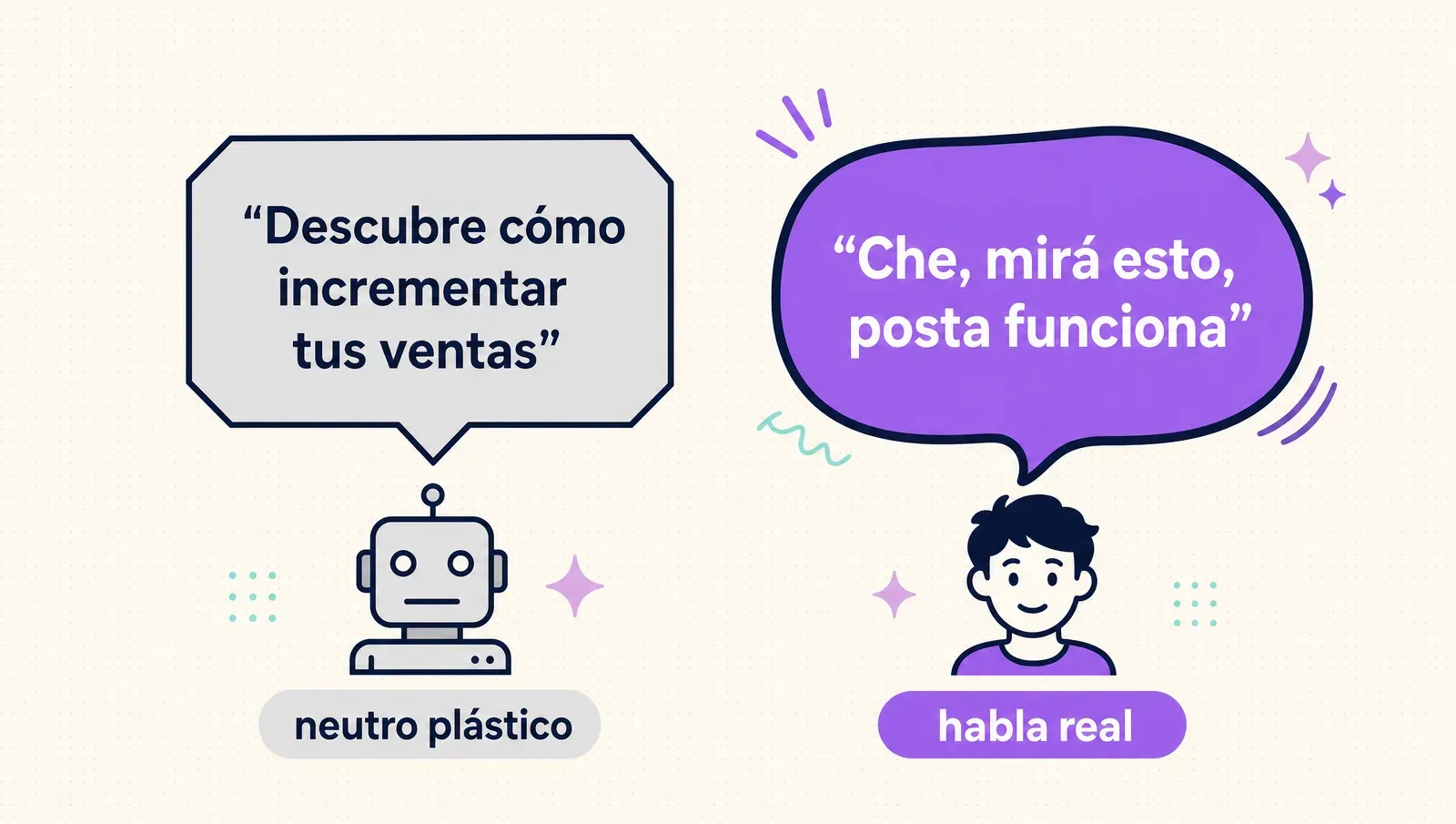 El neutro plástico activa el filtro; el habla real de tu mercado lo esquiva